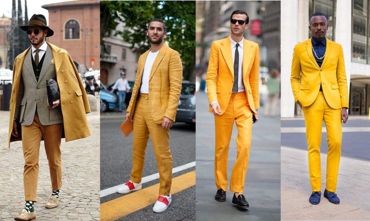 bright yellow color suit | Suits men business, Homecoming outfits for guys,  Mens outfits